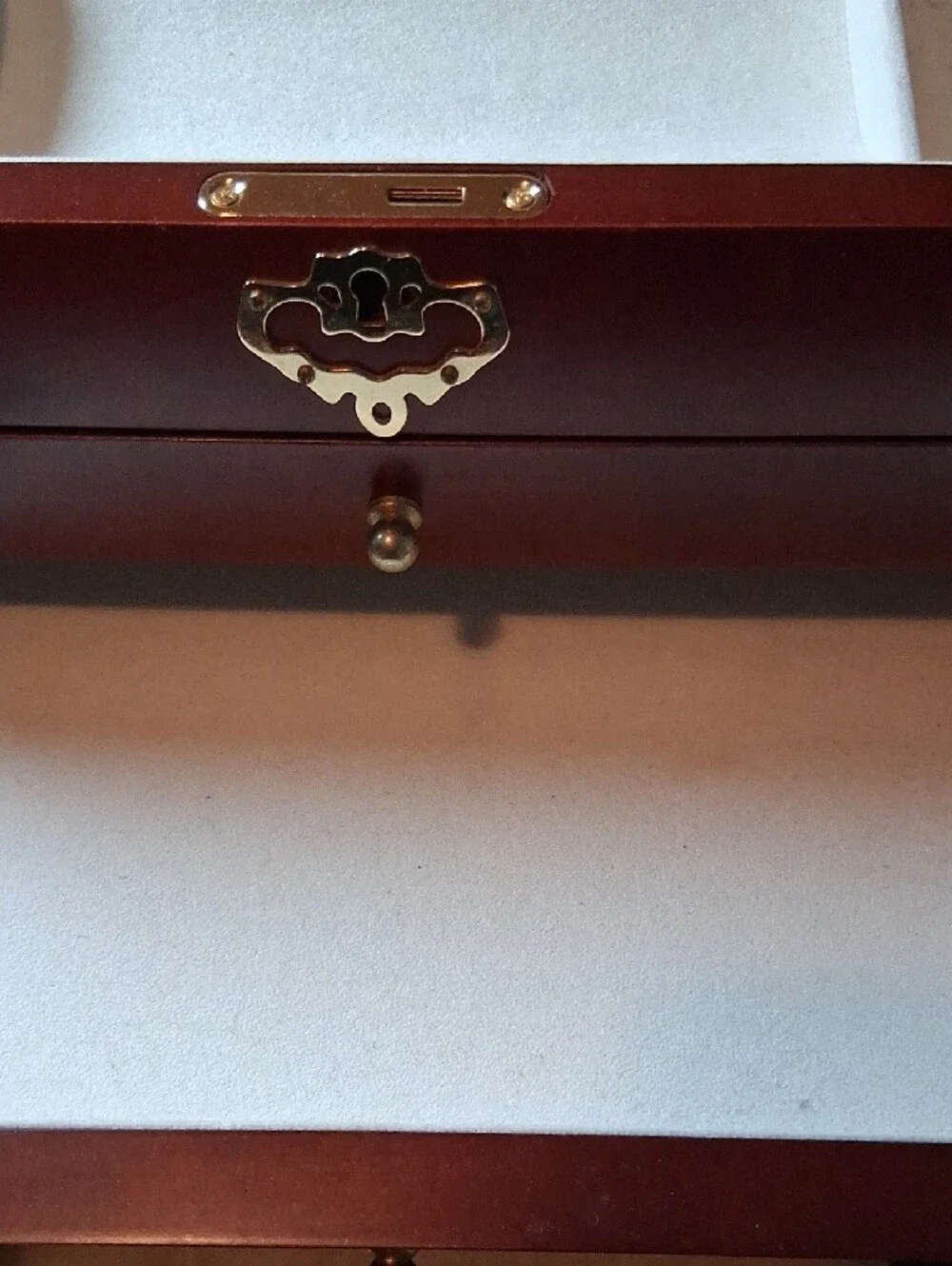 Classic Wooden Jewelry Chest in Deep Red Finish